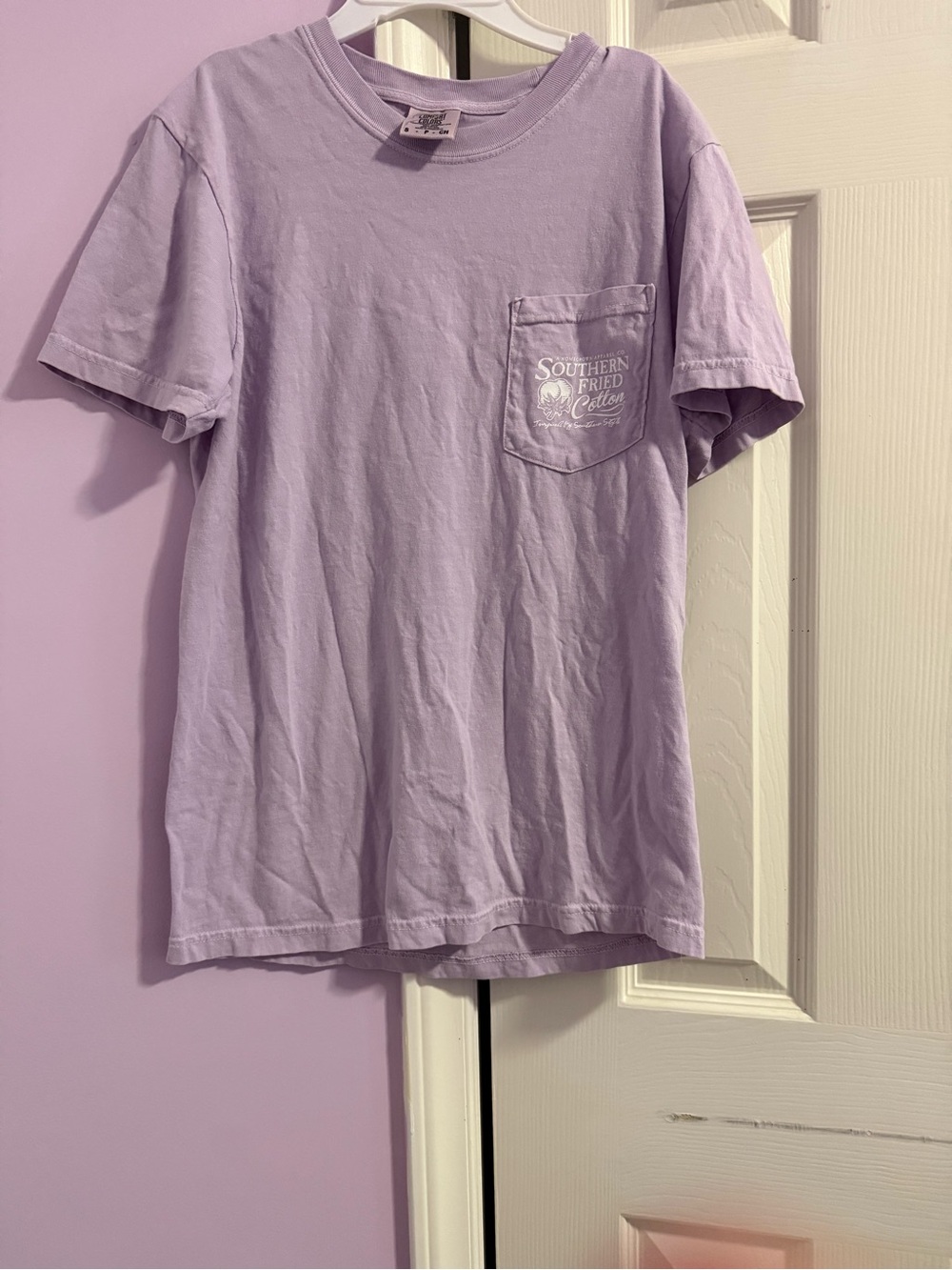 Southern Fried Cotton Lavender Short Sleeve Pocket Tee